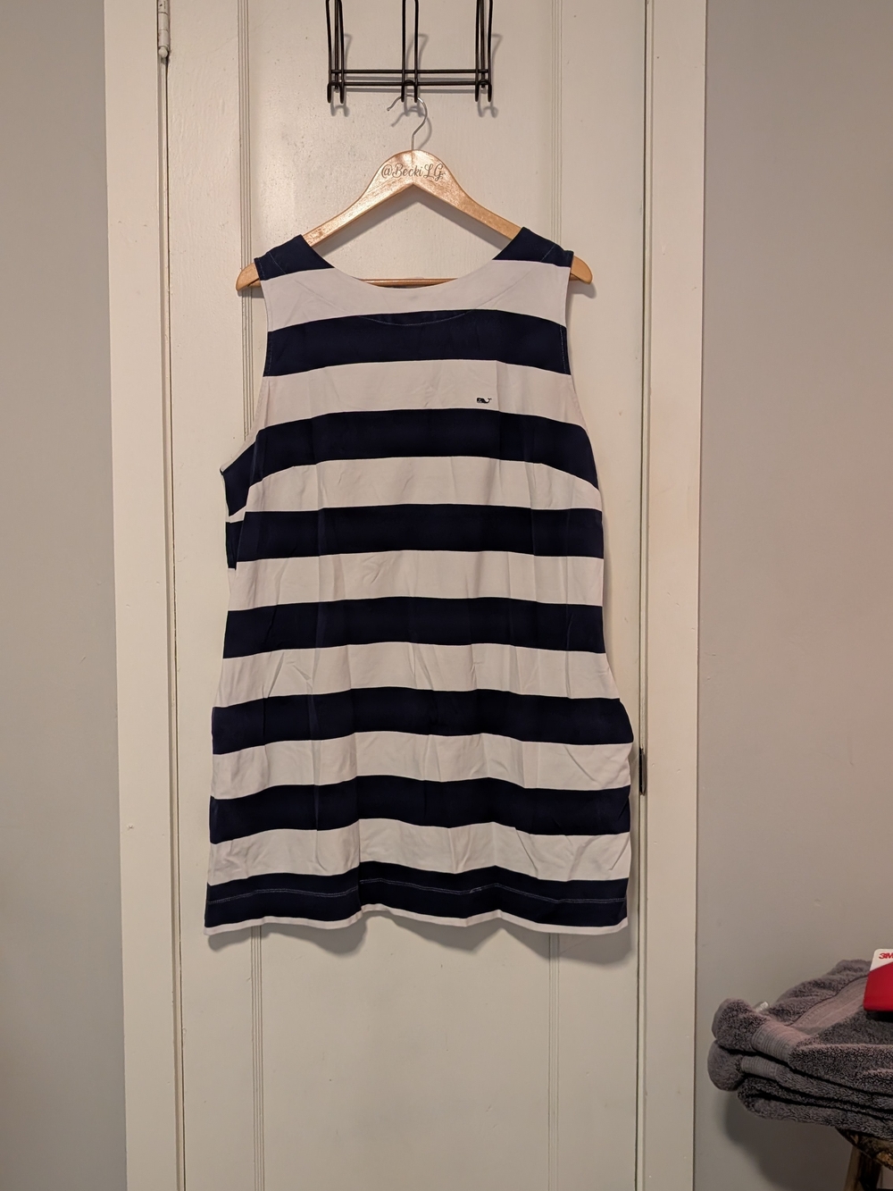 Vineyard Vines Navy and White Horizontal Stripe Sleeveless Mini Dress